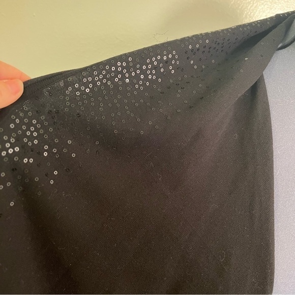 DKNY Sequin Collar Open Front Cardigan Black - Picture 7 of 14